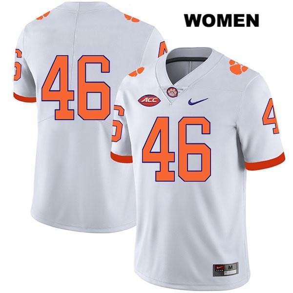 Women's Clemson Tigers #46 John Boyd Stitched White Legend Authentic Nike No Name NCAA College Football Jersey WTW1746CT